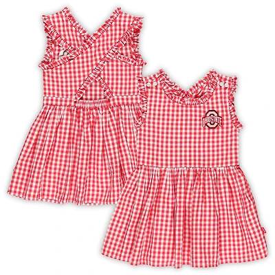 Robe à carreaux Alora sans manches pour fille Scarlet Ohio State Buckeyes