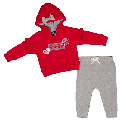 Ensemble sweat à capuche et pantalon en polaire pour bébé fille Colosseum Scarlet Ohio State Buckeyes Patches