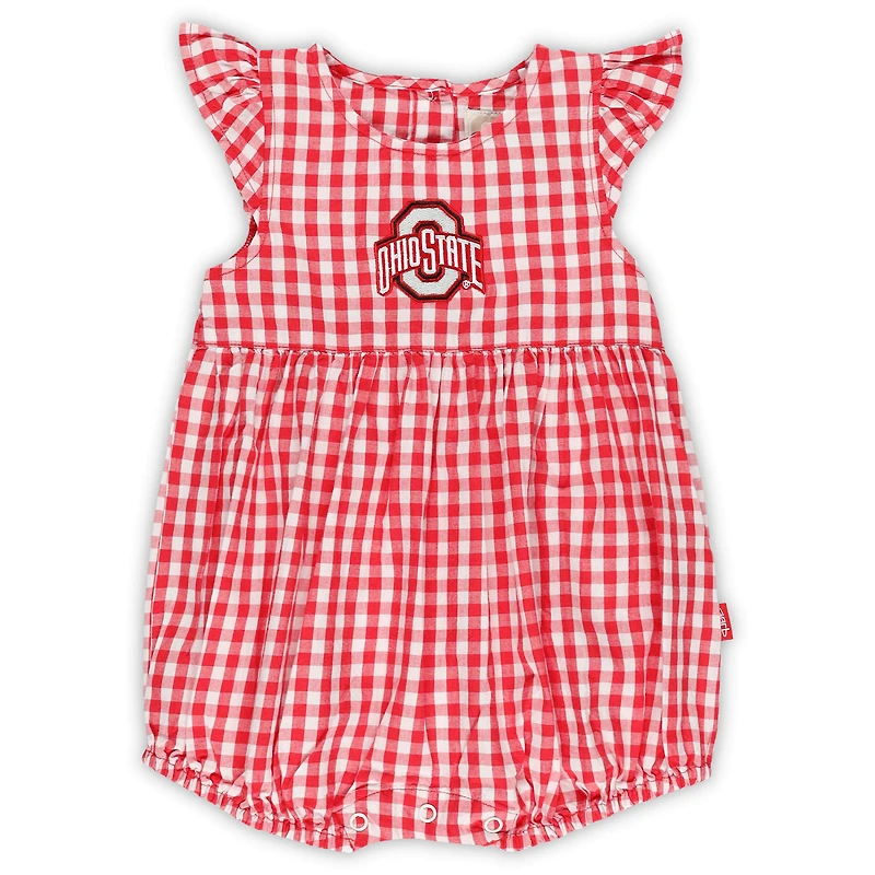 Body à volants carreaux vichy Cara pour fille, Scarlet Ohio State Buckeyes