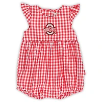 Body à volants carreaux vichy Cara pour fille, Scarlet Ohio State Buckeyes
