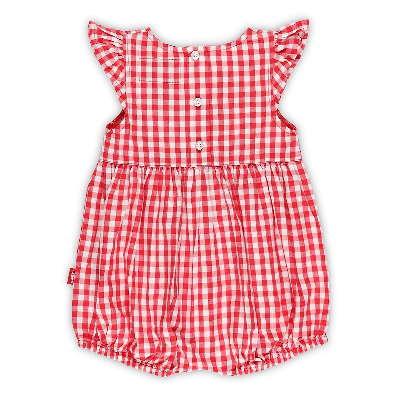 Body à volants carreaux vichy Cara pour fille, Scarlet Ohio State Buckeyes