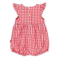 Body à volants carreaux vichy Cara pour fille, Scarlet Ohio State Buckeyes