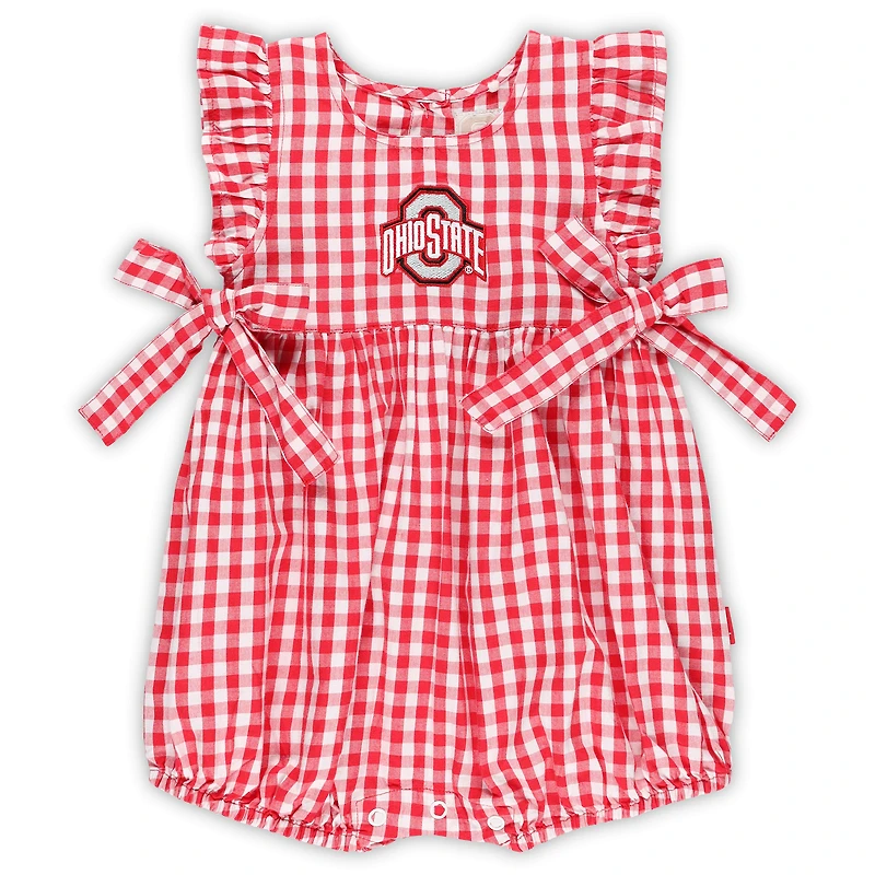 Girls Infant Garb Scarlet Ohio State Buckeyes Constance Gingham Romper