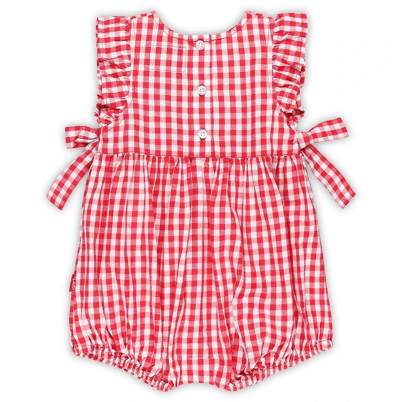 Girls Infant Garb Scarlet Ohio State Buckeyes Constance Gingham Romper