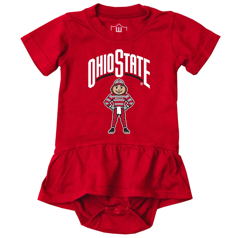 Girls Infant Wes & Willy Scarlet Ohio State Buckeyes Skirted Bodysuit