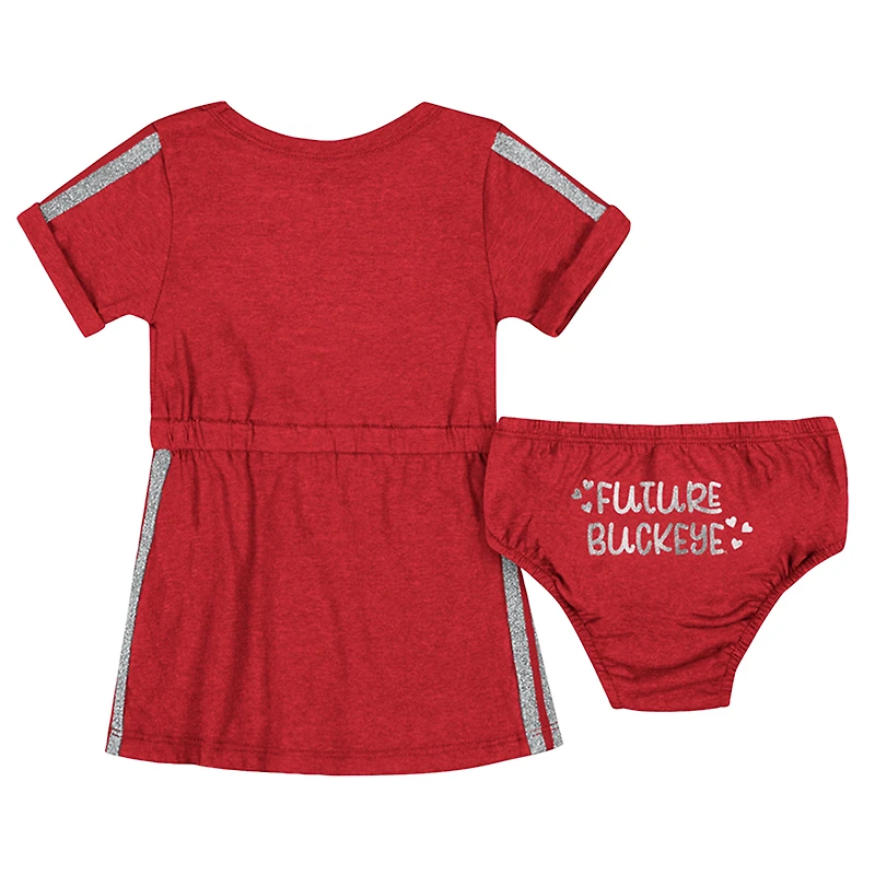 Ensemble robe et bloomer Xur pour nouveau-né bébé fille Colosseum Scarlet Ohio State Buckeyes