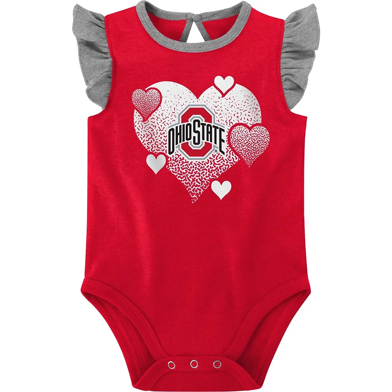 Lot de 2 bodys pour nouveau-nés et bébés Scarlet/Gris Ohio State Buckeyes Spread the Love
