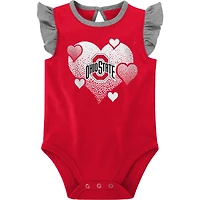 Lot de 2 bodys pour nouveau-nés et bébés Scarlet/Gris Ohio State Buckeyes Spread the Love