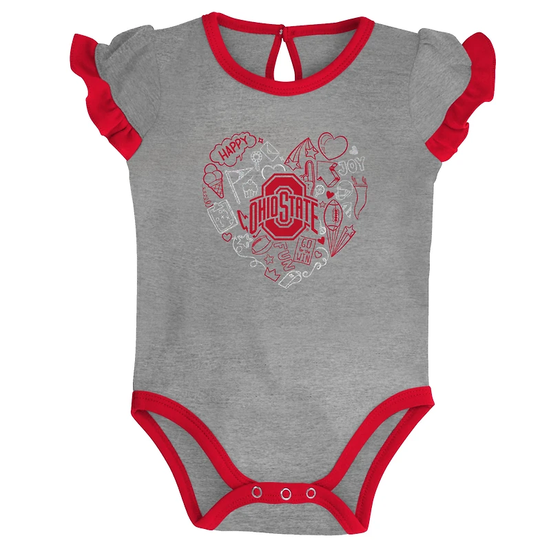 Filles nouveau-né et bébé écarlate/gris chiné Ohio State Buckeyes ensemble de body deux pièces Too Much Love