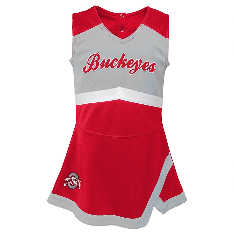 Girls Preschool Scarlet Ohio State Buckeyes Two-Piece Cheer Captain Jumper Dress & Bloomers Set