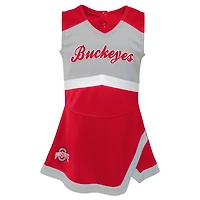 Girls Preschool Scarlet Ohio State Buckeyes Two-Piece Cheer Captain Jumper Dress & Bloomers Set
