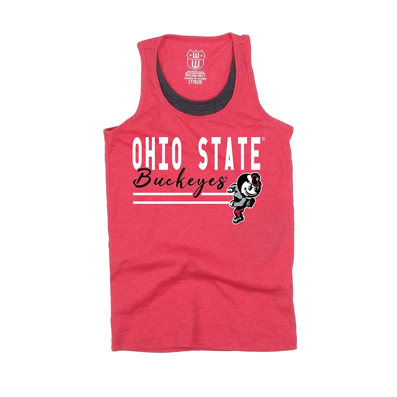 Girls Preschool Wes & Willy Scarlet Ohio State Buckeyes Racerback Tank Top