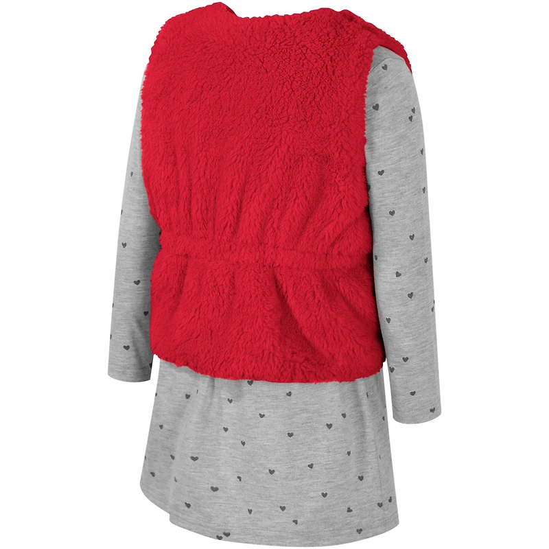 Ensemble gilet et robe pour filles Colosseum Scarlet Ohio State Buckeyes Meowing