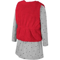 Ensemble gilet et robe pour filles Colosseum Scarlet Ohio State Buckeyes Meowing