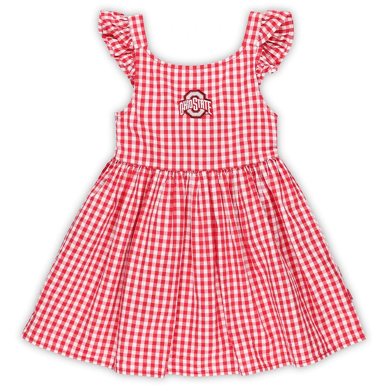 Robe à carreaux Scarlet Ohio State Buckeyes Constance pour petites filles