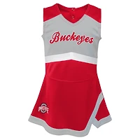 Girls Toddler Scarlet/Gray Ohio State Buckeyes Two-Piece Cheer Captain Jumper Dress & Bloomers Set