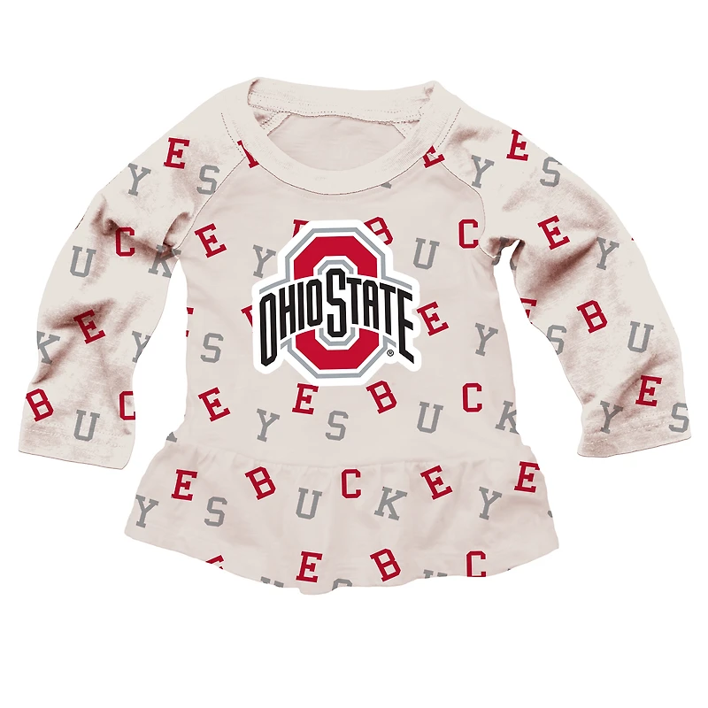 Ensemble t-shirt à manches longues et leggings volants pour fille Wes & Willy Oatmeal Ohio State Buckeyes