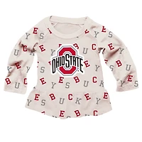 Ensemble t-shirt à manches longues et leggings volants pour fille Wes & Willy Oatmeal Ohio State Buckeyes