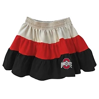 Girls Toddler Wes & Willy Tan Ohio State Buckeyes Tri-Blend Sleeveless Full-Zip Hoodie Tiered Skirt Set