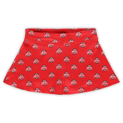 Jupe-short de tennis ZooZatz Scarlet Ohio State Buckeyes à imprimé intégral pour fille