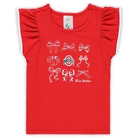 Girls Toddler ZooZatz Scarlet Ohio State Buckeyes Tri-Blend Bow Legging and Shirt Set