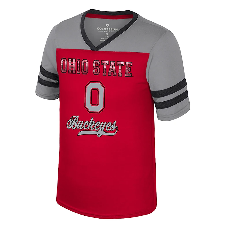 Girls Youth Colosseum Scarlet Ohio State Buckeyes Princess Bubblegum Bling T-Shirt