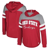 T-shirt à manches longues et capuche réfléchissant pour jeunes filles Colosseum Scarlet Ohio State Buckeyes