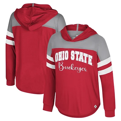 T-shirt à manches longues et capuche réfléchissant pour jeunes filles Colosseum Scarlet Ohio State Buckeyes