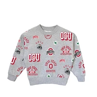 Girls Youth Gameday Couture  Gray Ohio State Buckeyes Always On Repeat Pullover Sweatshirt