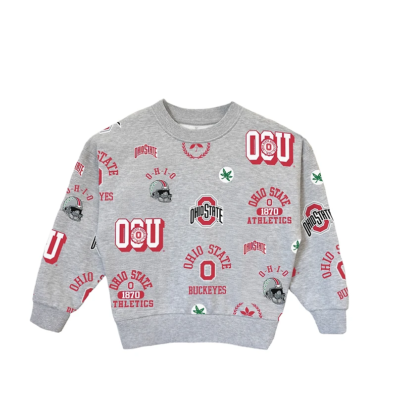Girls Youth Gameday Couture  Heather Gray Ohio State Buckeyes Always On Repeat Pullover Sweatshirt