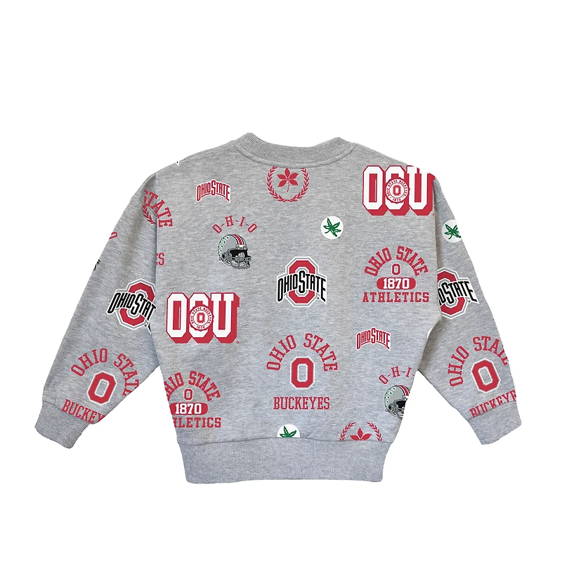Girls Youth Gameday Couture  Heather Gray Ohio State Buckeyes Always On Repeat Pullover Sweatshirt