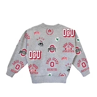 Girls Youth Gameday Couture  Heather Gray Ohio State Buckeyes Always On Repeat Pullover Sweatshirt