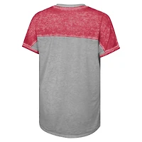 T-shirt col V Dolman à blocs de couleurs pour jeunes filles, gris, Ohio State Buckeyes, prêt tout