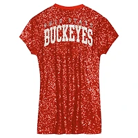 Robe à paillettes et col en V pour jeunes filles Scarlet Ohio State Buckeyes