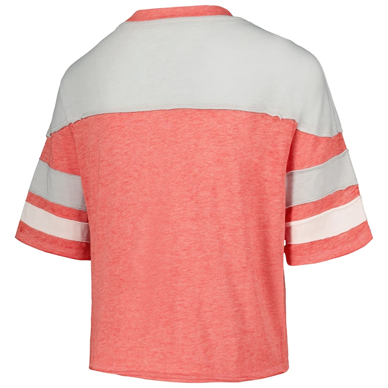 Girls Youth Scarlet Ohio State Buckeyes Sunday Friday Sleeve Stripe Jersey T-Shirt