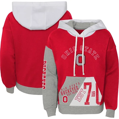 Sweat à capuche en polaire douce Scarlet Ohio State Buckeyes pour jeunes filles