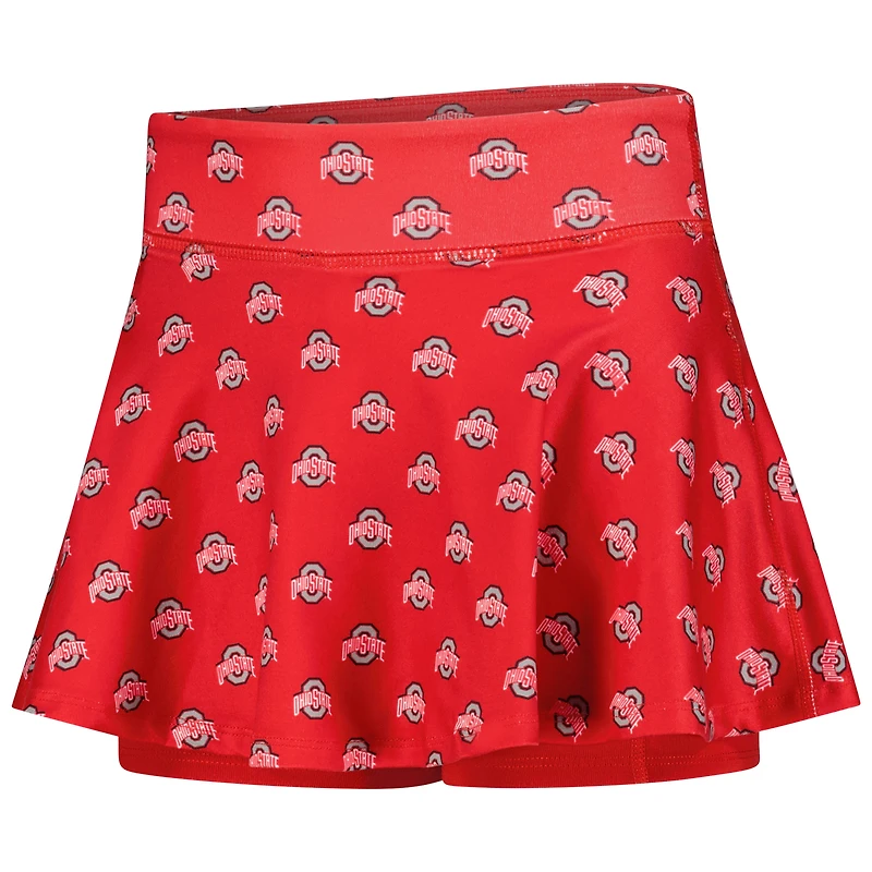 Girls Youth ZooZatz Scarlet Ohio State Buckeyes All-Over Print Tennis Skort
