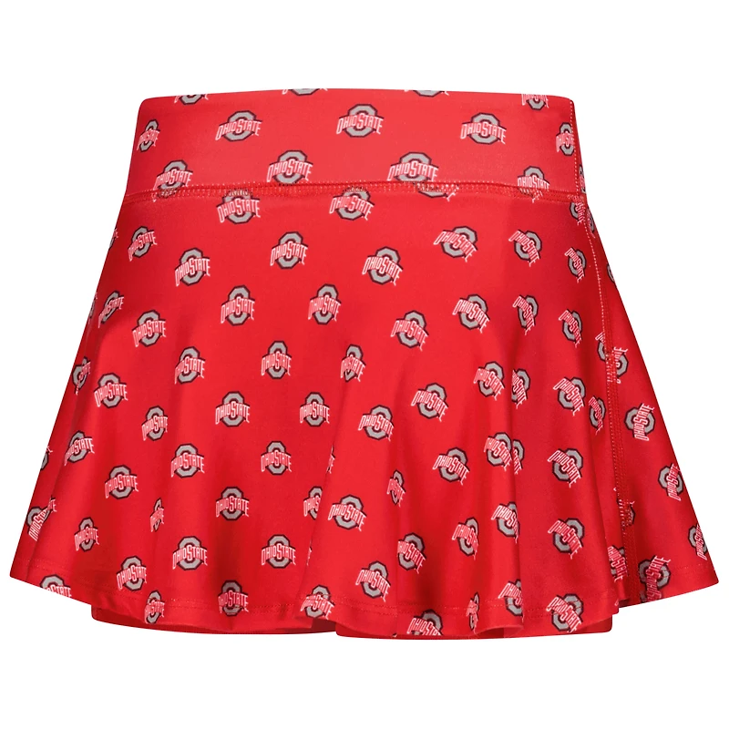 Girls Youth ZooZatz Scarlet Ohio State Buckeyes All-Over Print Tennis Skort