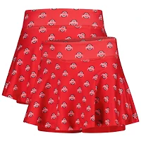 Jupe-short de tennis ZooZatz Scarlet Ohio State Buckeyes à imprimé intégral pour filles