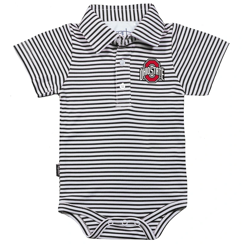 Infant Garb Noir/Blanc Ohio State Buckeyes Carson Body rayé à manches courtes