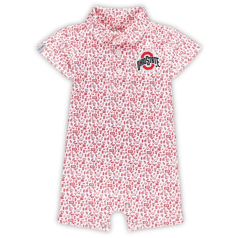 Infant Garb Blanc Ohio State Buckeyes Crew All-Over Print Polo Body