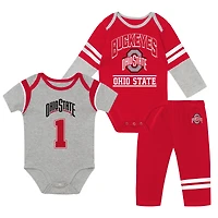 Ensemble trois pièces pour bébé Outerstuff Ohio State Buckeyes Double Up : body et pantalon