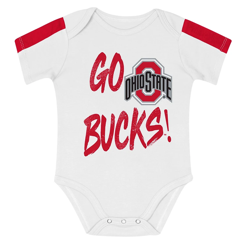 Infant Outerstuff Scarlet/White Ohio State Buckeyes Double Down Bodysuit and Pants 3-Piece Set