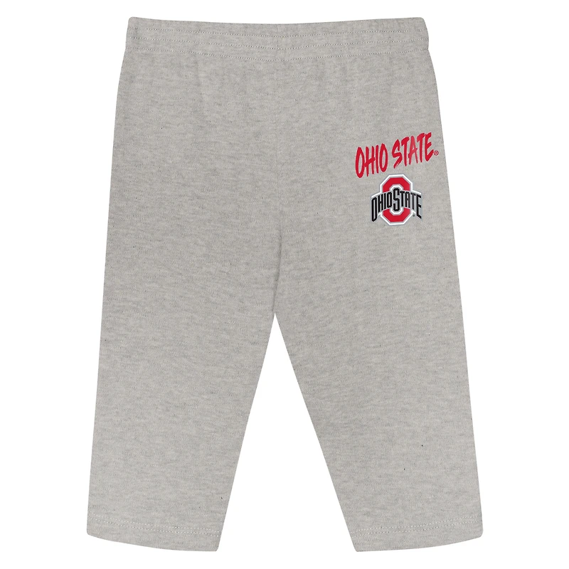 Infant Outerstuff Scarlet/White Ohio State Buckeyes Double Down Bodysuit and Pants 3-Piece Set