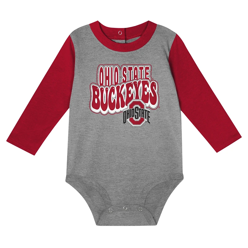 Ensemble body et pantalon à manches longues pour bébé, motif Ohio State Buckeyes écarlate