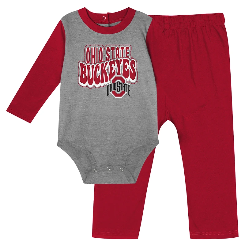 Ensemble body et pantalon à manches longues pour bébé, motif Ohio State Buckeyes écarlate