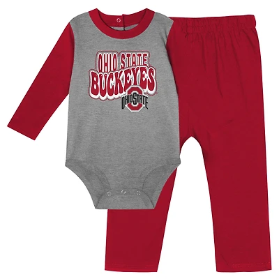 Ensemble body et pantalon à manches longues pour bébé, motif Ohio State Buckeyes écarlate