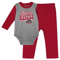 Ensemble body et pantalon à manches longues pour bébé, motif Ohio State Buckeyes écarlate