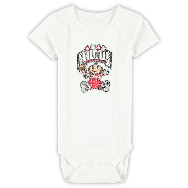 Ensemble de trois bodies pour bébé Wes & Willy Ohio State Buckeyes