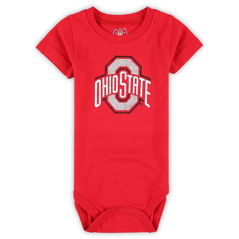 Infant Wes & Willy  Ohio State Buckeyes Three-Pack Bodysuit Set